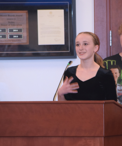 Salem Junior High Student Presents to the Nebo School Board of Education