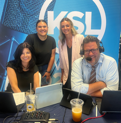 KSL Radio Hosts with Katie Kelly and student
