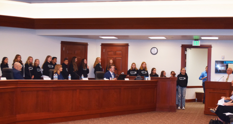 Diamond Fork students present to Nebo School Board of Education