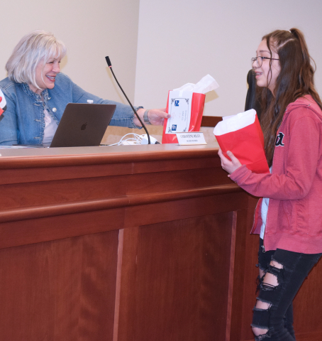 Manufacturing Technology class give gifts to Nebo School Board of Education