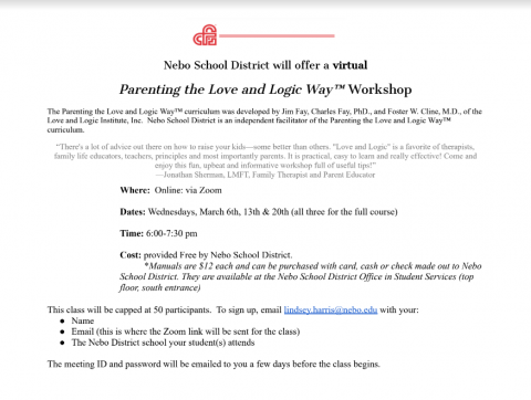 Love and Logic Spring 2024 Flyer